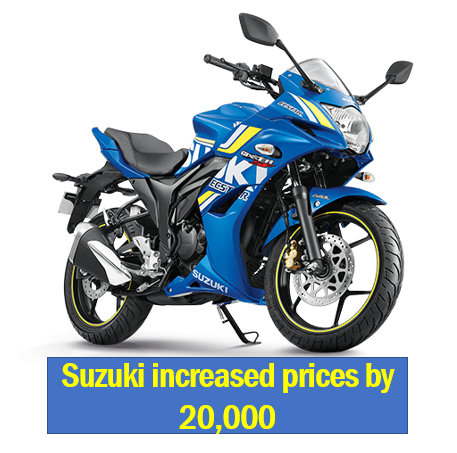 Pak Suzuki Motorcycles prices increased by 20,000