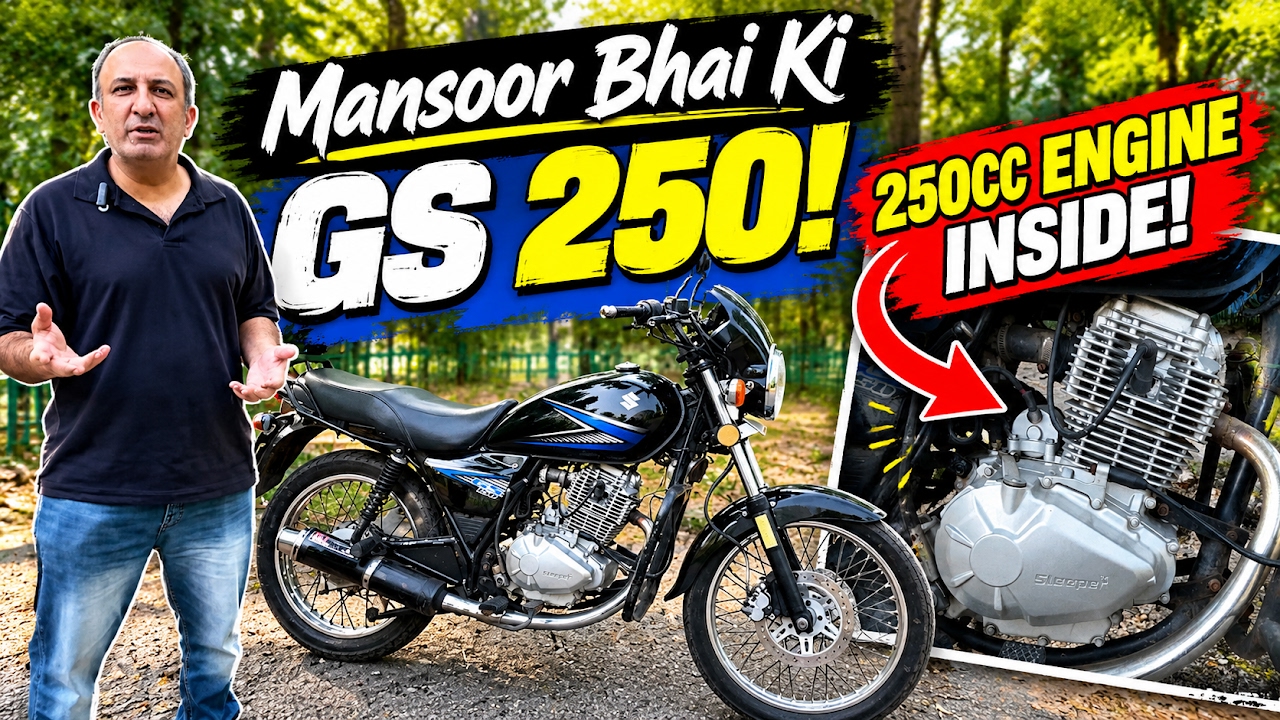 Modified Suzuki GS150 with a Chinese engine swap owned by Mansoor Bhai in Pakistan